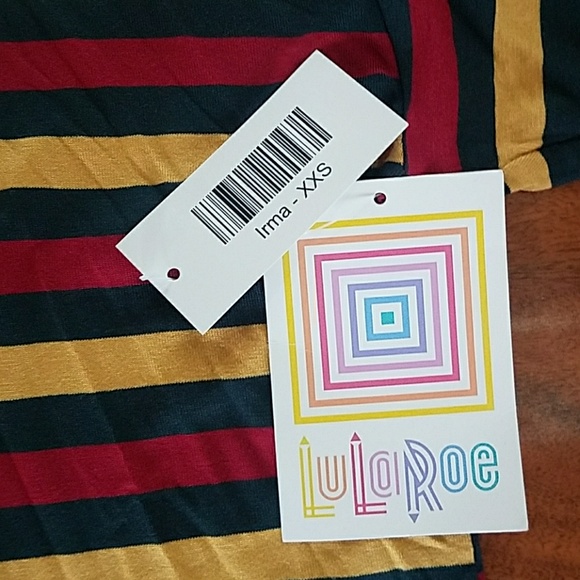 Red Gold Green Chevron Tunic Top LuLaRoe Irma XXS NEW - Picture 3 of 13